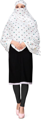 Sclout Soft Cotton Breathable Sun Protection Scarf Dupatta Usable for vehicle Driver | White Printed Design Stoles | Universal Size | For Girl & Women | Light Weight (Stole - Strawberry)