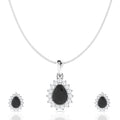 925 Sterling Silver Pendant Set for Women | Gemstone Necklace with Matching Earrings | Triangle, Halo & Drop Design | Fashion Jewellery Gift for Girls, Wife, Girlfriend