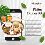 Silverglow Platter Stainless Steel Copper Dinner Set of 7pcs, Copper Dinner thali Set, bartan Set, Durable, Gift for Anniversary, Wedding, Diwali, Hotel thali Set, Luxury Dinner Set