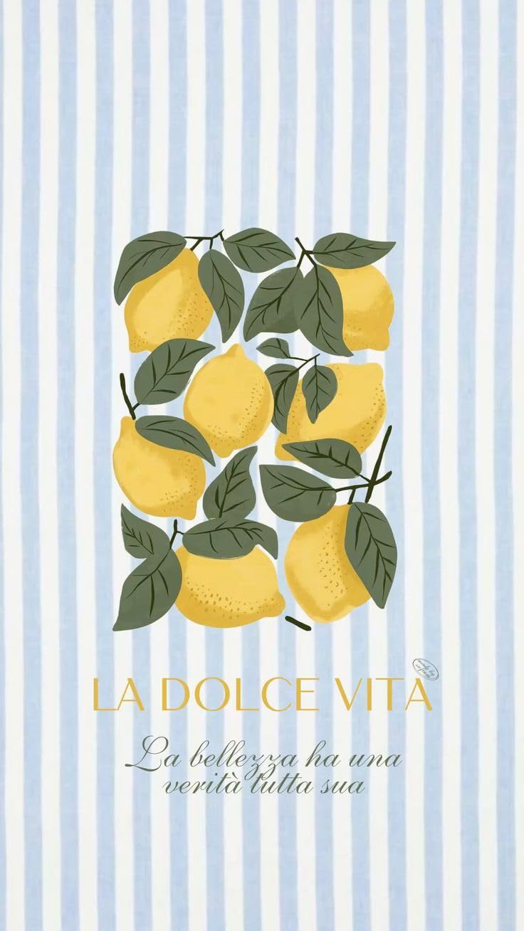 THE SACK CO. La Dolce Vita Lemon Print Tote Bag, Italian Style, Blue Stripe Large Canvas Tote Bag for Women, Tote Handbags for Women with Zipper & Inner Pocket for College, Shopping, Office