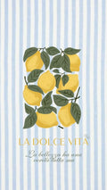 THE SACK CO. La Dolce Vita Lemon Print Tote Bag, Italian Style, Blue Stripe Large Canvas Tote Bag for Women, Tote Handbags for Women with Zipper & Inner Pocket for College, Shopping, Office