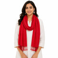 URBAN LADIIIZ Solid Sequin Stole with Tassels for Women & Men – Soft Lightweight Rayon Fabric | Available in 10+ Colours (RED)