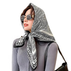 ULOS Women's Printed Shiny Dubai Style Luxury Floral Pattern Satin Head Scarf - Neck Scarf (Square)