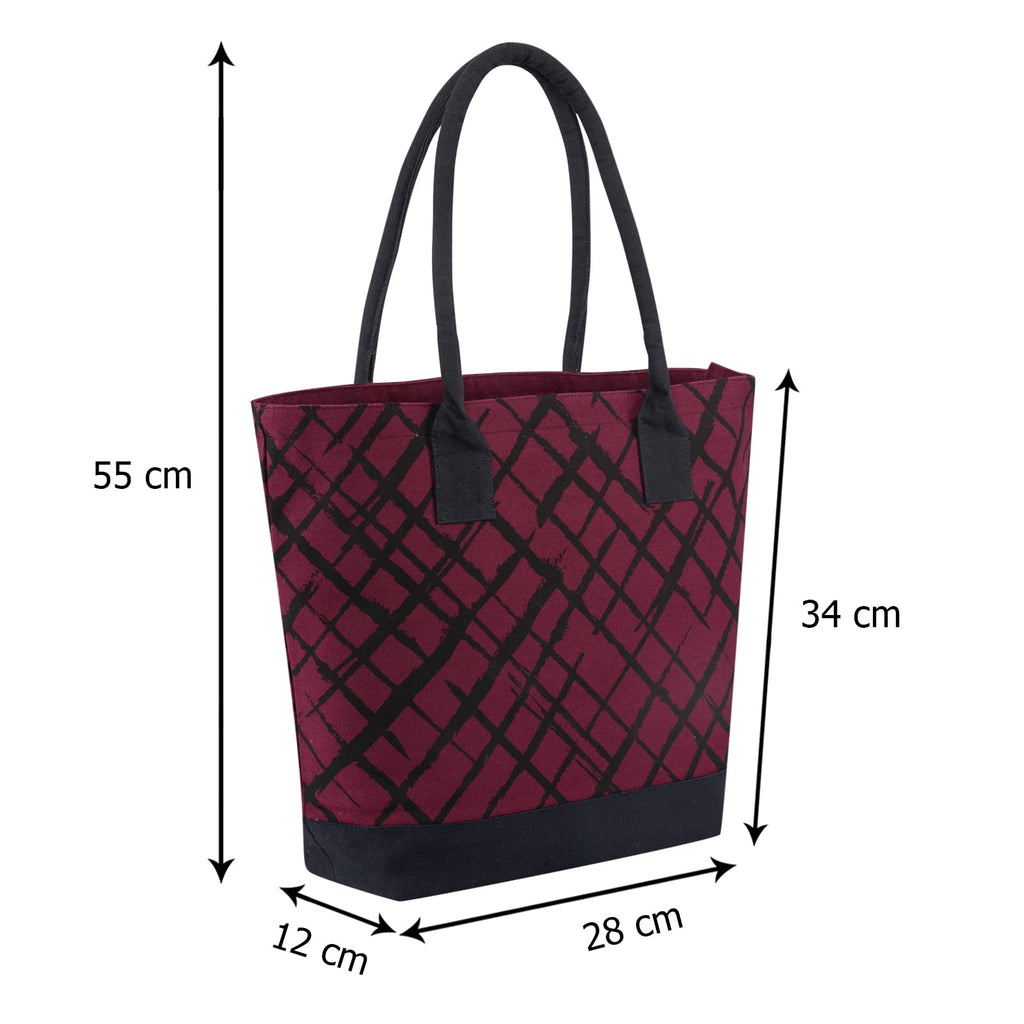 earthsave Handbag For Women | Canvas Tote Bag With Zip | Handbag For Office & College | Printed Canvas Travel Bags | Vegan Bag, Blue