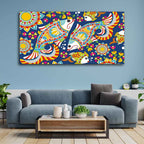 VIBECRAFTS Canvas Paintings for Living Room Drawing Room Madhubani Art Canvas Wall Painting Fitted With Wooden Frame for Home | Office | Gift (PTVCH_2405)