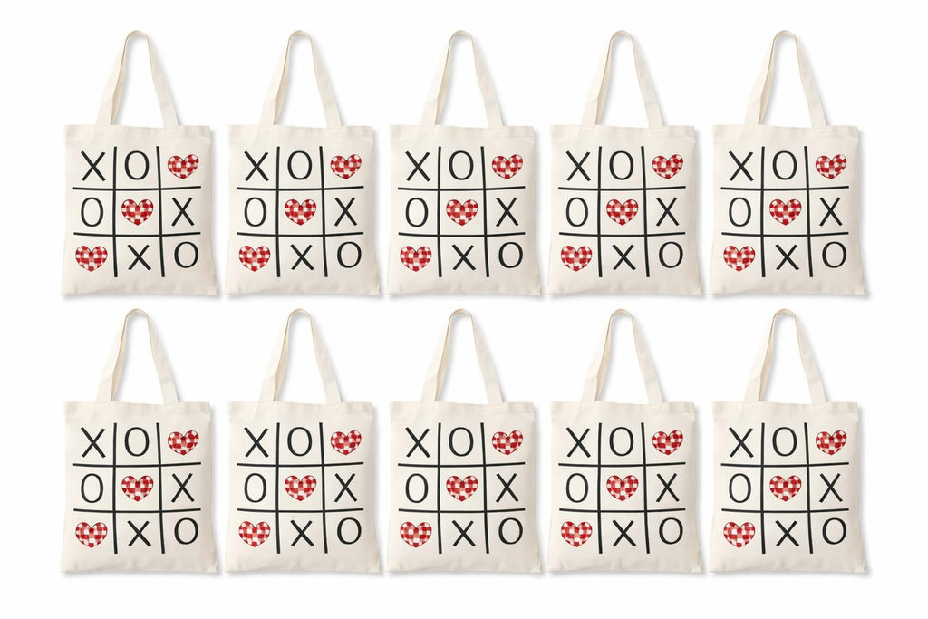Bhoomi Impex Cotton Tote Carry Bag | Reusable Eco-Friendly Shopping Bag | Strong & Durable Canvas Tote for Grocery, Travel & Daily Use | Tic Tac Love Print | Set of 1
