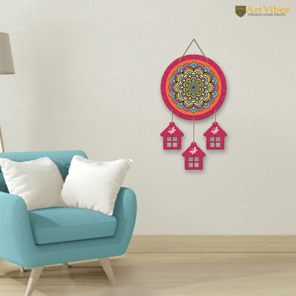 Artvibes Mandala Pattern Decorative Wall Art MDF Wooden Wall Hanger for Home | Living Room | Office | Wall Art Painting For Hall | Graphic Artwork | Aesthetic Wooden Decor | Ideal Gifts (WH_7214N)