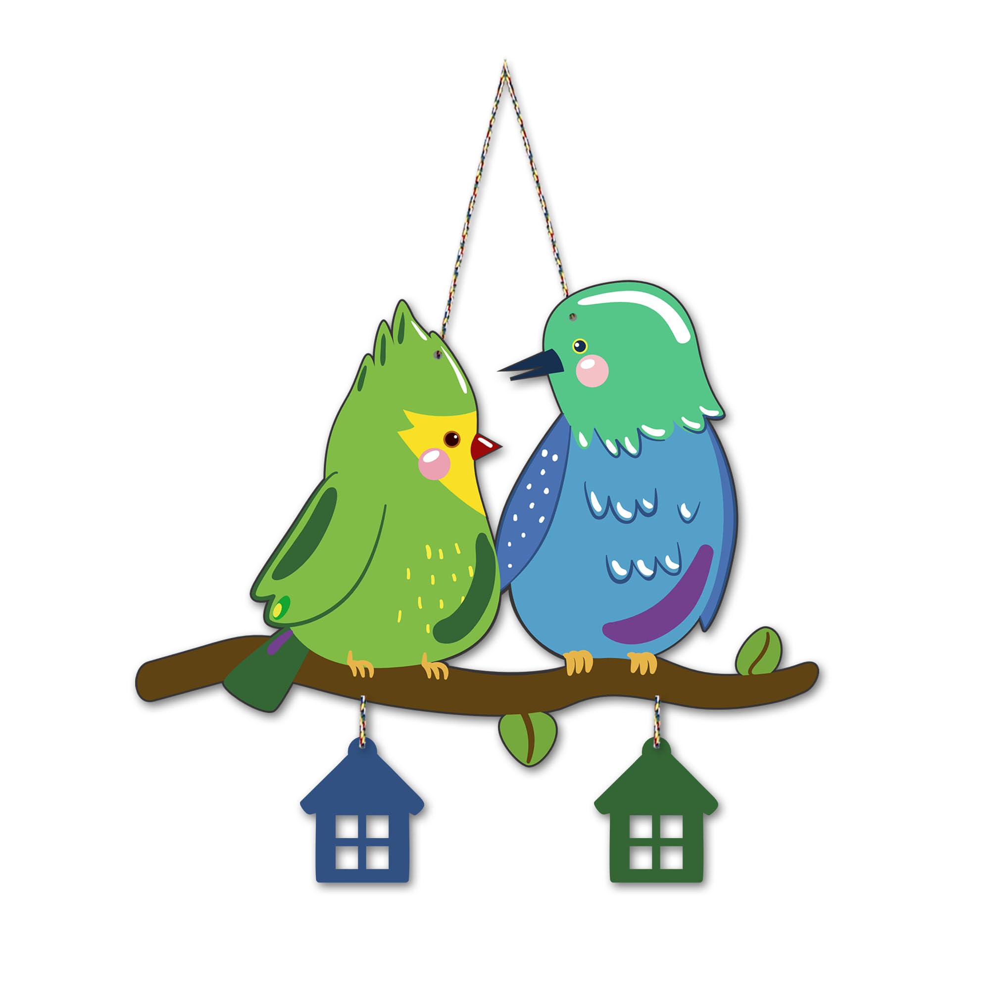 Artvibes Cute Pair of Birds Decorative MDF Wooden Wall Art for Home | Handcrafted Art | Decoration Wall Hanging Items | Trendy Decor | Wall Art Print | Paintings For Wall | Unique Gift (WH_9121N)