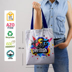 DOODLE Canvas Tote Bag for Women & Girls | 100% Cotton Eco-Friendly Shoulder Bags for Shopping & Travelling I Washable and Reusable - (Devil Drama)