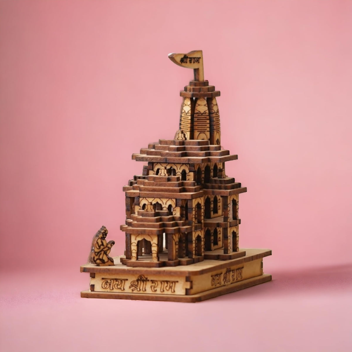 GANGTARANG® Ram Mandir 3D Wood Temple Exact Model, Wood Colour