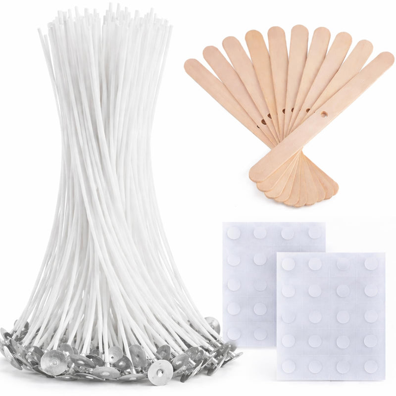 Asian Hobby Crafts Candle Making Set with 50 Wicks 5 Inch, 40 Wick Stickers & 10 Wooden Wick Holders – DIY Candle Making Kit for Beginners, Candle Making Materials, Craft Kit for Homemade Candles