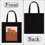 Kirmada Lazy Street Cat Tote Bag for Women Cute Cat Lover Cotton Tote with Zipper Black Eco Friendly Canvas Shoulder Bag Stylish College and Shopping Tote for Girls Durable Reusable Bag India