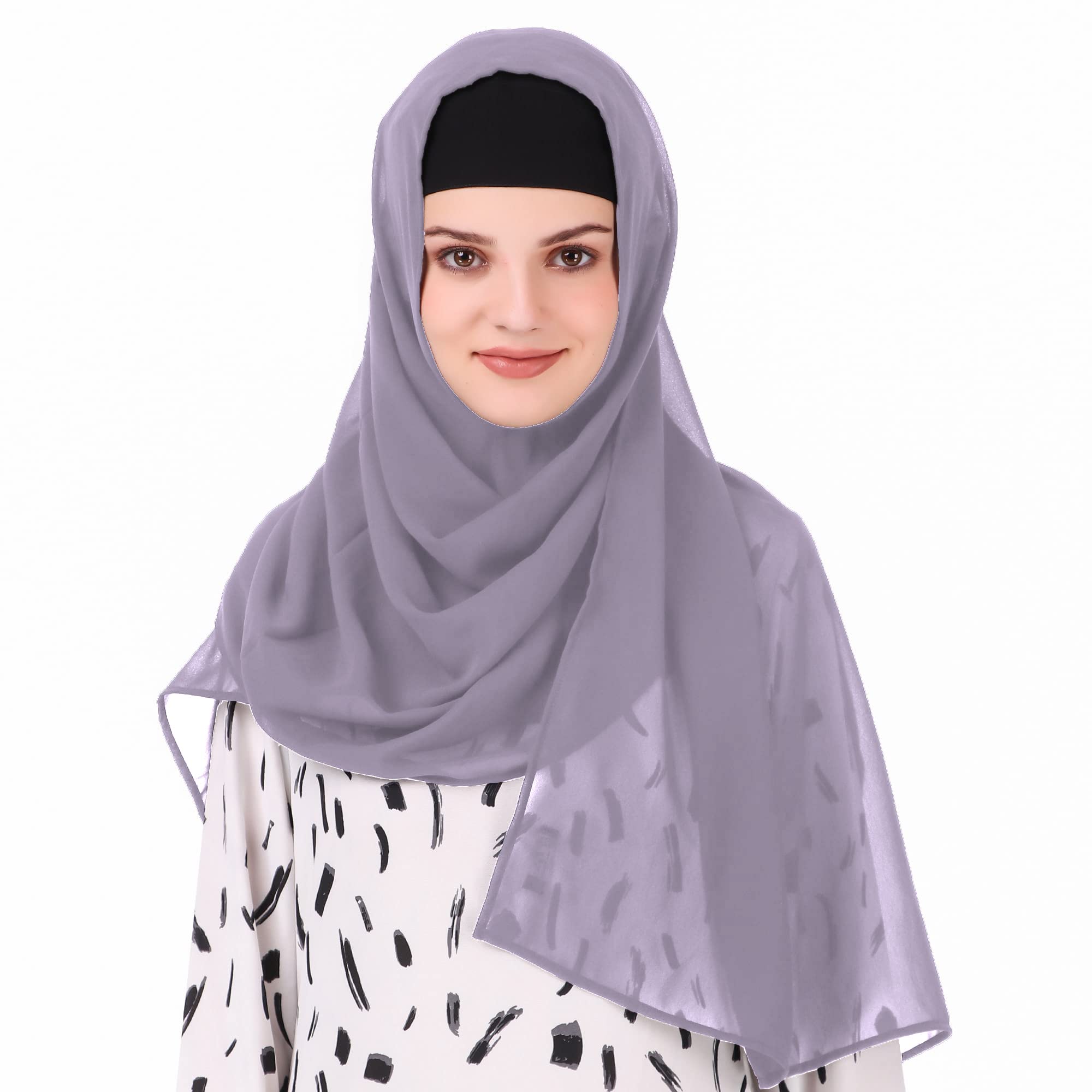 MyBatua Long Hijab in Breathable Soft Georgette large Head Wrap, Wholesale Price, 1pc Scarf HJ-020 (100x225 cm, Pale Purple)