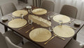Premium Dining Table Mat Set with Center Table Runner Leaf Texture Design for Kitchen,Dining Room and Home Table (Golden Orbit Table mat +Tropical Leaf Table Runner, Pack of 9 (8+1)) Kafalo