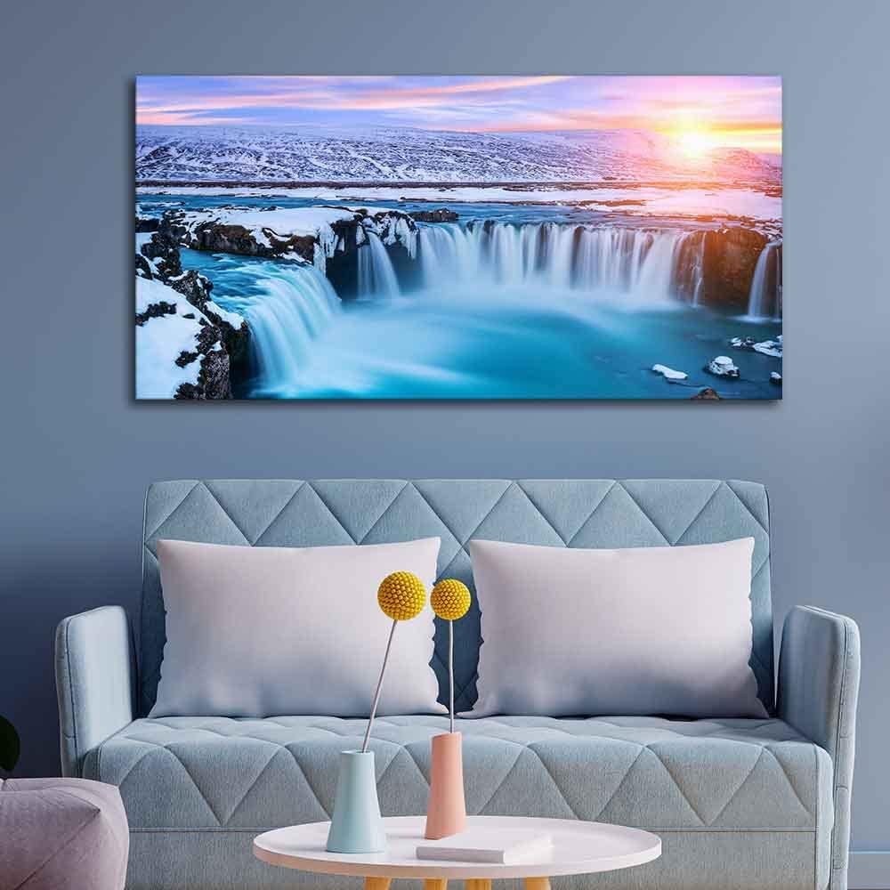 VIBECRAFTS Homcraft Canvas Paintings for Living Room Drawing Room Amazing afoss Waterfall in Winter Premium Canvas Wall Painting for Home|Office|Gift(PTVCH_2360N)