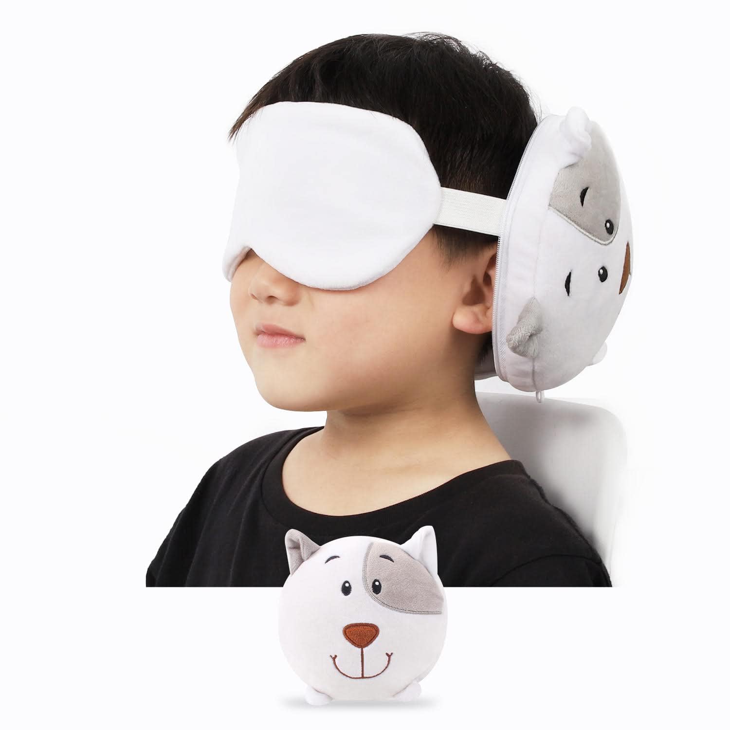Trajectory® Travel Neck Pillow with Sleeping Eye Mask Combo for Travelling and Sleeping in Airplane Flight, Cab, Car, Train, Bus for Men and Women Grey(As seen on Shark Tank)
