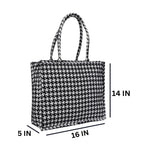 ENSAC Premium Cotton Tote Bag for Women, Stylish Handbag for women with Zip Closure | Fit for Office Bag, College, Travel Use | Handcrafted in India (Cutwork-tote-big) (Black)