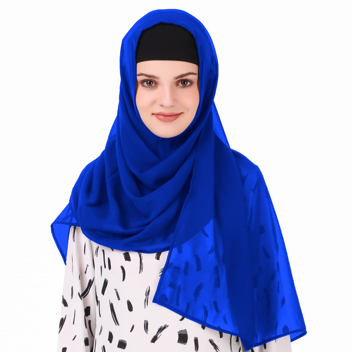 MyBatua Long Hijab in Breathable Soft Georgette large Head Wrap, Wholesale Price, 1pc Scarf HJ-020 (50x180 cm, Royal Blue)