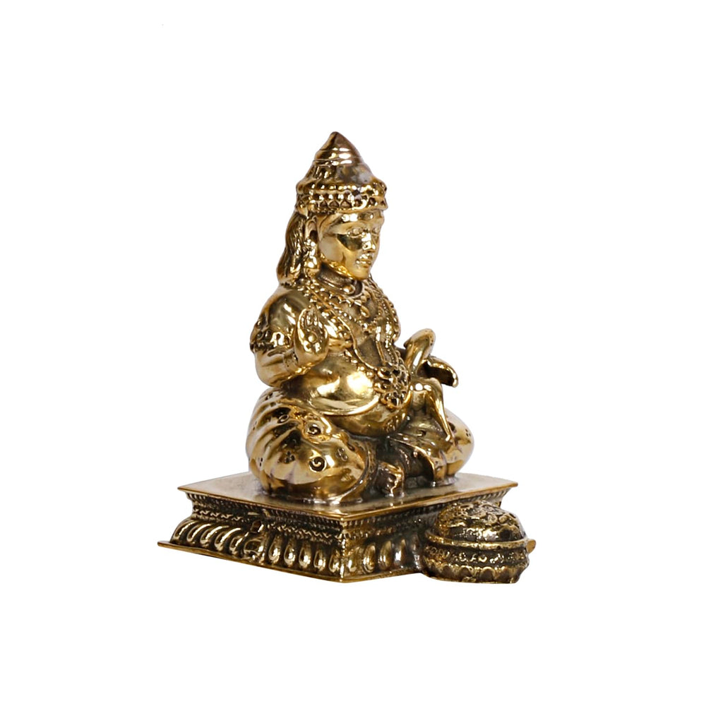 ARTVARKO™ Brass Kuber Murti Lord of Treasure Wealth Maharaj Kuber Statue for Tijori Locker Money Safe Kubera Idol Light Weight 3 Inch