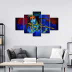 VIBECRAFTS Shree Kanha Playing Flute 5 Pieces Premium Wall Painting For Home|Office|Living Room|Gift (PTVC5Pcs1_5508)