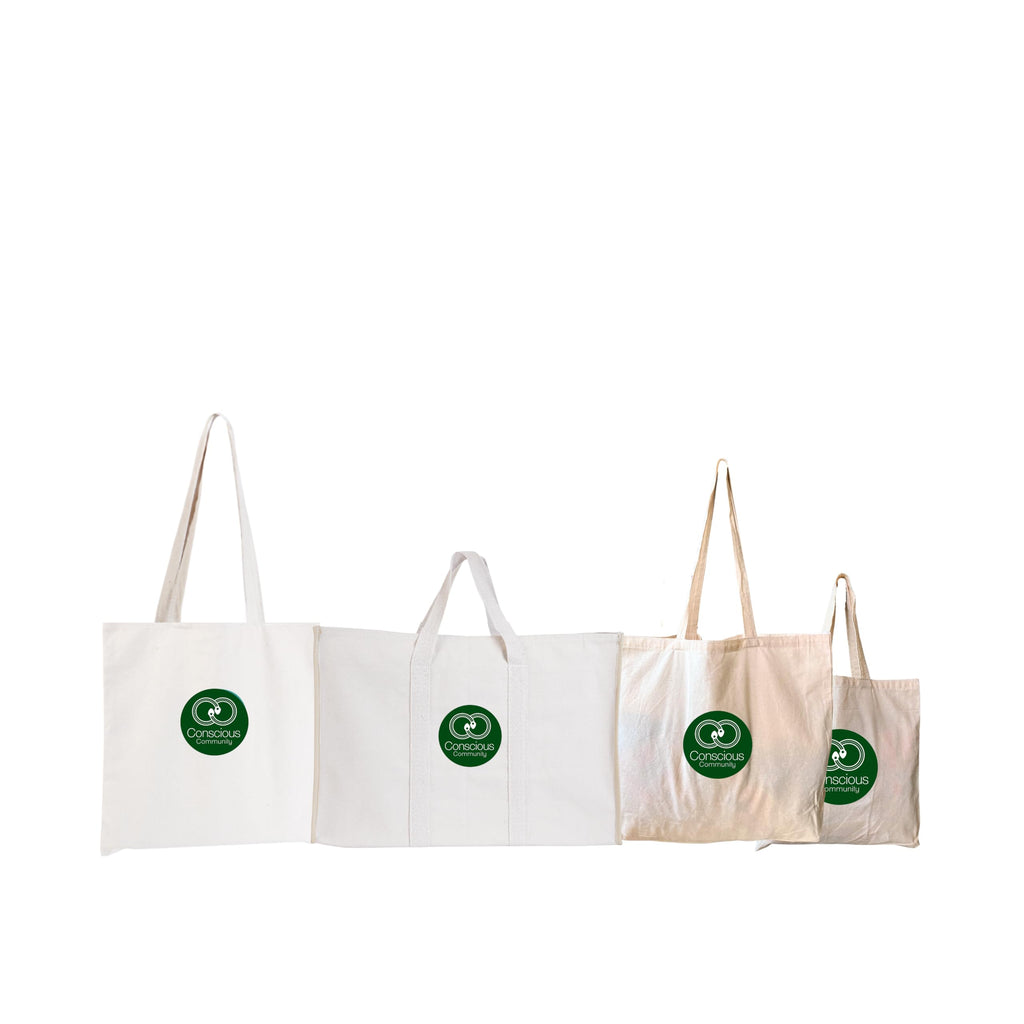 Conscious Community Tote Bag – Reusable Cotton Shopping & Grocery Bag with Sustainable, Washable, Multipurpose Bag Pack Of-4