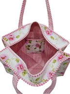 Raj Handicrafts Cotton Printed Tote Bag,Hand Bag Multicolor Quilted Hand Block Floral Printed Women's Carry Bag Shoulder Shopping Tote Bags 18x5.5x16 Inch (White 6)
