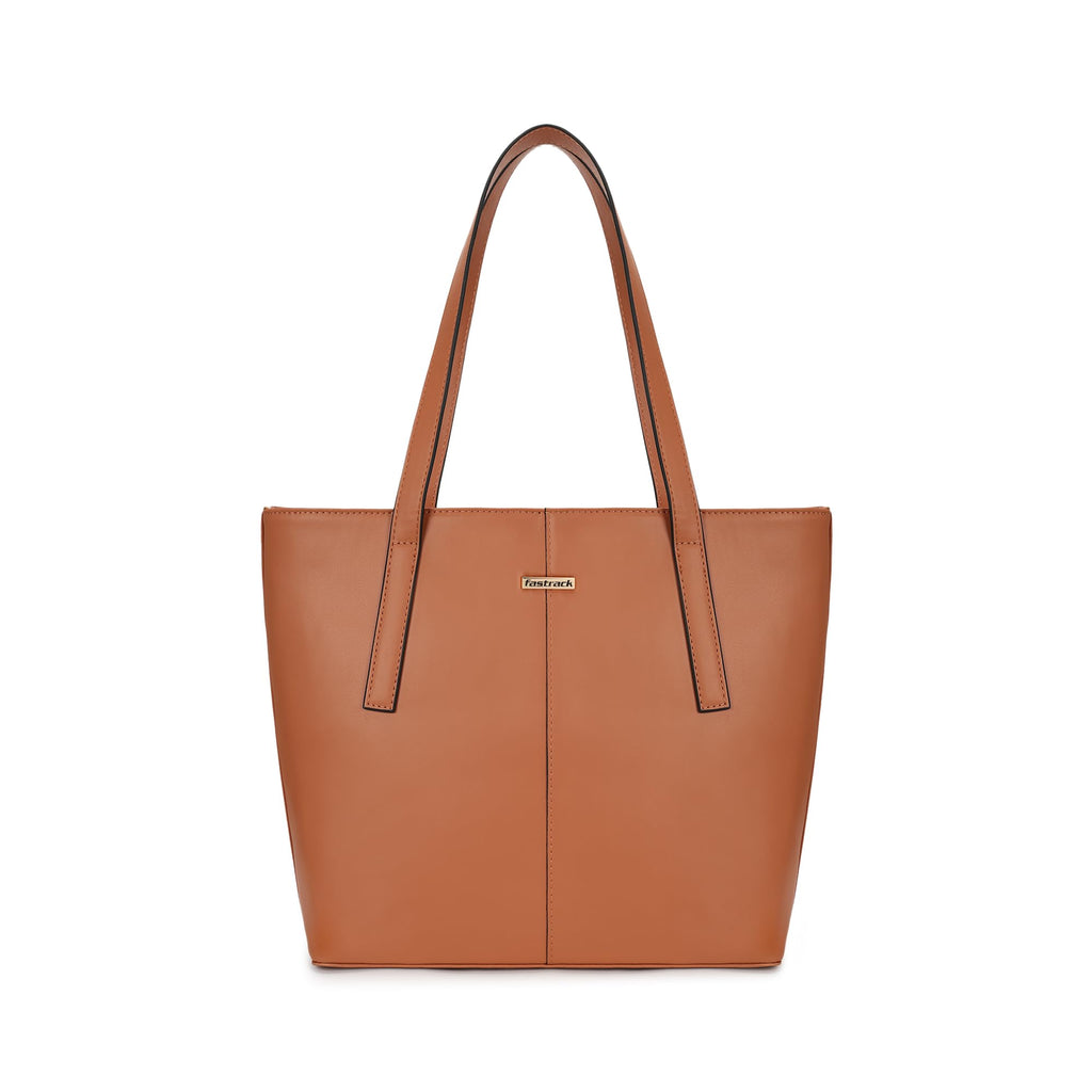 Fastrack Structured Solid Tote Bag for Women, Girls and Ladies with Top Zipper Closure | | Fits Upto 14 Laptop | Totes for Daily Office Use | Ladies Purse Handbag | Totes for Casual Carry
