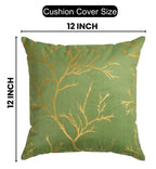 Stuffique Velvet Foil Cushion Covers 12 inch x 12 inch Set of 5, Pista Green