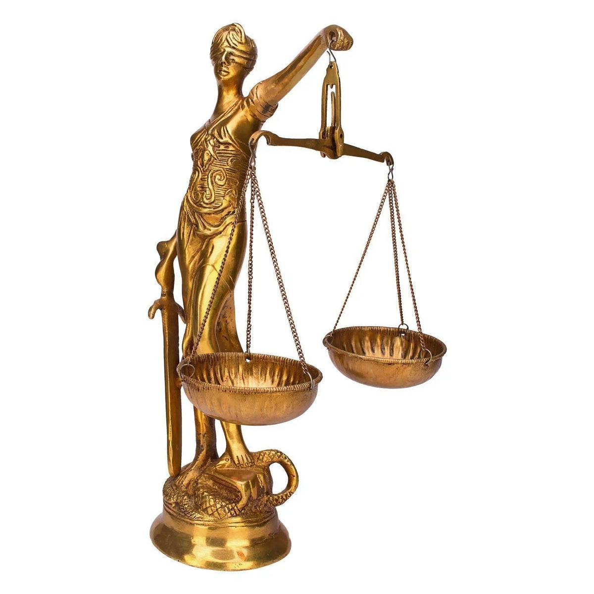 ARTVARKO Brass Andha Kanoon Statue Blind Folded Justice Lady Murti Sculpture Blindfolded Figurine Handicraft Insaf Ka Tarazu Showpiece Murti Office Home Décor 14 Inch
