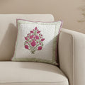 HOMEMONDE Premium Cotton Cushion Covers Pack of 1 - Soft Floral Hand Block Print Living Room 16 X 16 Inch Pillow Cases