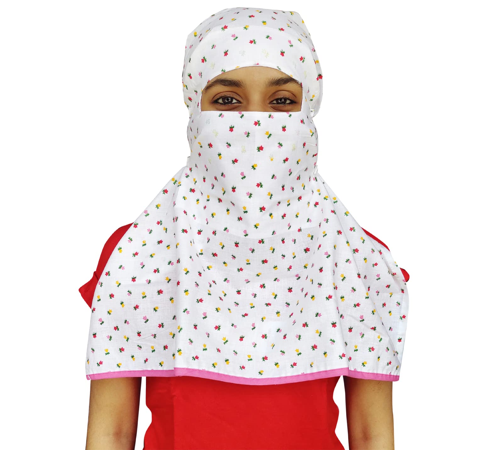 Switchon Export quality Cotton Innovative scarf with closer Hook and Loop Tape- Multi (White_Multi)