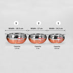 ALWAFLI 3 pcs Stainless Steel Copper Bottom Kitchen Serving, Cooking Bowl | Handi Set | Biryani Handi for Kitchen & Restaurant | Cookware Set | (3 pcs)