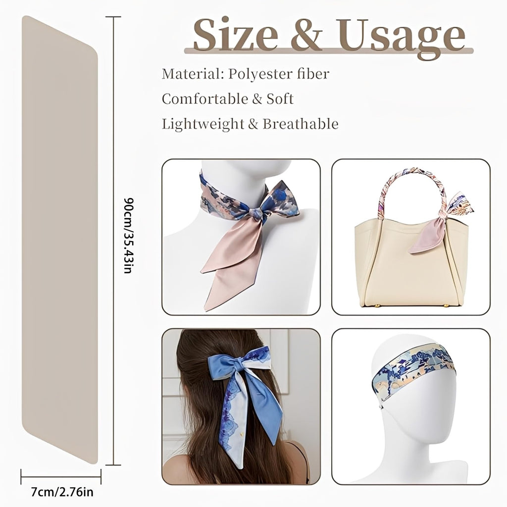 FFZDENA 4-Piece Hair Scarf for Women, Retro Landscape Silk-Feel Satin Scarf, Stylish Purse Headband and Handbag Ribbon Accessories