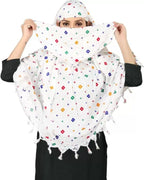 Vinsh Enterprise Cotton Long Scarf Cum Mask Scarves Usable for Vehicle Driver | White Printed Design | Universal Size | For Girl & Women | Soft & Breathable Sun Protection (Triangle - 02)