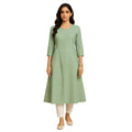 NOOR APPAREL Subtle Golden Geometric Block Print Kurta for Women Color-Pastel Aqua Green- S