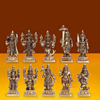 ARTVARKO Brass Dashavtar Lord Vishnu Ten Incarnations Avatar Set Dashavatara Murti Gold (Small Size 3x2.5x6 cm)