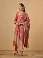 Pashmoda Women Hunar Fine Wool Nalki Embroidered Stole (Size : 28x80in, 71X203cm) EMST02