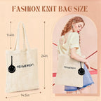 PALAY® Tote Bag for Woman Beige Crochet Hand Bags with Smiley Charm Mesh Woven Knitting Women Handbags Elegant Hollow-out Braided Beach Bohemian Shoulder Bag for Woman