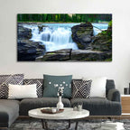 VIBECRAFTS Canvas Paintings for Living Room Drawing Room Panoramic Canvas Wall Painting of Amazing Waterfall View for Home|Office|Gift(PTVCH_2365NV)