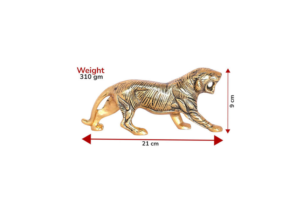KridayKraft Golden Metal Antique Tiger/Jaguar/Panther/Sher Figurine Table Top Decorative,Feng Shui & Vanstu,Animal Showpiece Figurines...