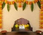 Bindian Wooden Home Temple/Mandir for Wall | Shubh Labh Ganesha Motif | Pre-Laminated 4.2mm MDF | Pooja Mandap for Wall Mount & Table Top | Ideal for Small Spaces