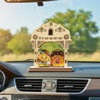 SHRI KHATU SHYAM CREATION Wooden Mini Temple for Car Dashboard with Om Symbol | Decorative Hindu Shrine with Khatu Shyam Ji & Salasar Balaji Images | Compact Traditional Mandir for Home, Office & Car