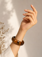 Tiger Amber Glow Resin Chunky Bangle for Women and Girls, size 2.2