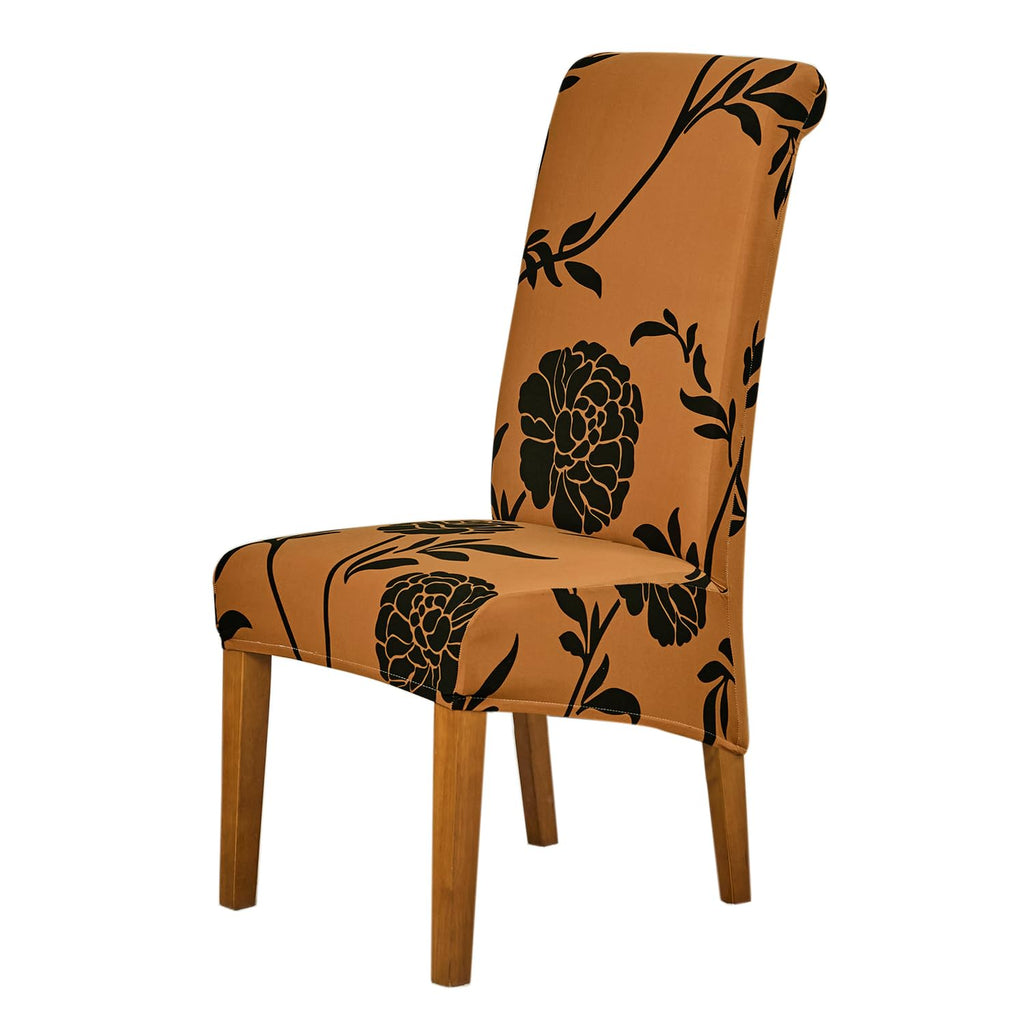 HOKIPO Elira 140 GSM High Back Chair Cover Set of 1, Copper Brown Floral