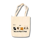 snapiq COTTON 350 GSM Canvas Tote Bag for Women and Girls Thick Fabric with Zipper (Beige, Pawfect)