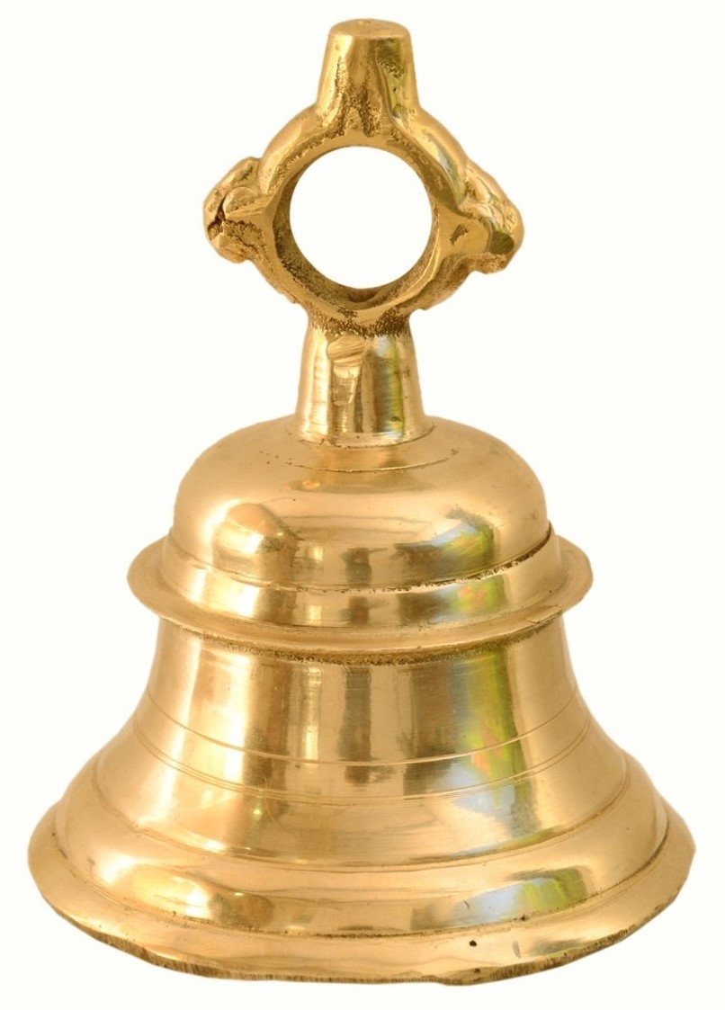 ARTVARKO Hanging Bell Solid Brass Metal Heavy Bell with Deep Sound 5 Inches Diameter Antique Home Décor Ghanti for Door Mandir Item Weight 1.1 Kg