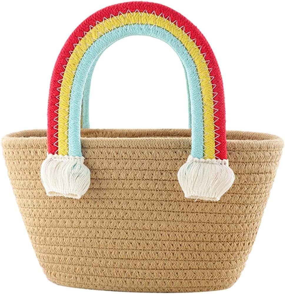 BEAUTIFUL HOMMIES Attractive Hand Bag | Large Tote | Summer Bucket | Bamboo Beach Basket | Boho Jute Sling for Women (Beige)
