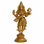 ARTVARKO Brass Goddess Maa Saraswati Statue Standing Education Study Vidya Devi Idol Spiritual Puja Vastu Showpiece Religious Murti Sculpture Knowledge Music & Art 10 Inches