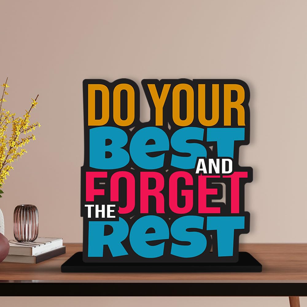 Artvibes Wooden Idols and Figurine Do Your Best and Forgot The Rest Motivational Quotes Table Decor for Office Desk Showpiece | Home Decoration Item | Living Room | Modern Gifting Items (Sp_1175N)