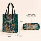 Kalankit Classic Tote Bag For Women | Canvas Printed Totes | Aesthetic Shoulder College Bag For Girls | Vegan Leather Everyday Handbag | Gift for Woman | Glowing Butterflies